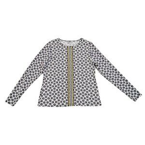 Lands’ End Floral Long Sleeve Rash Guard Swim Top Navy White Yellow Size Medium